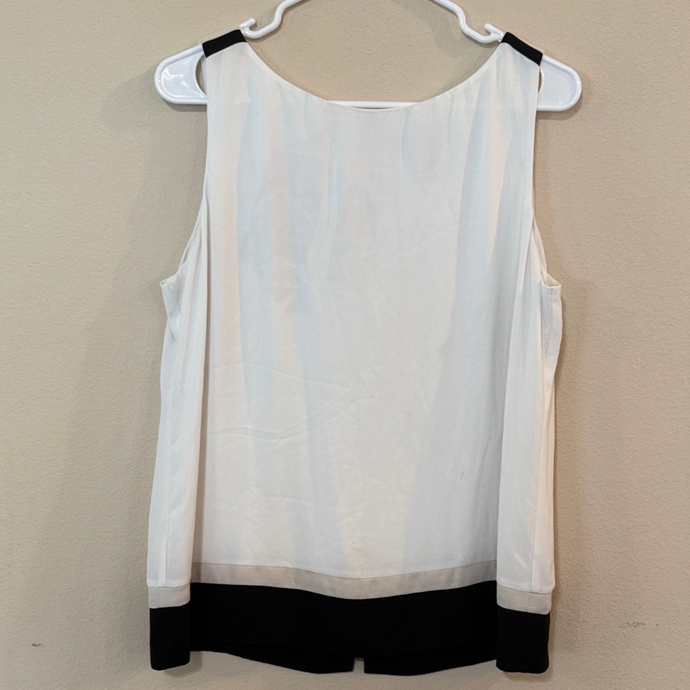 White House Black Market White and Black Blouse